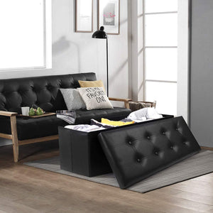Tufted Faux Leather Bed Bench