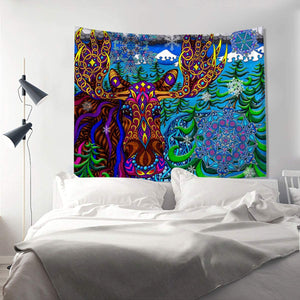 Mandala Moose Tapestry