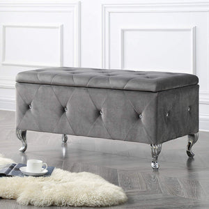 SULTAN - Gray Tufted Storage Bench