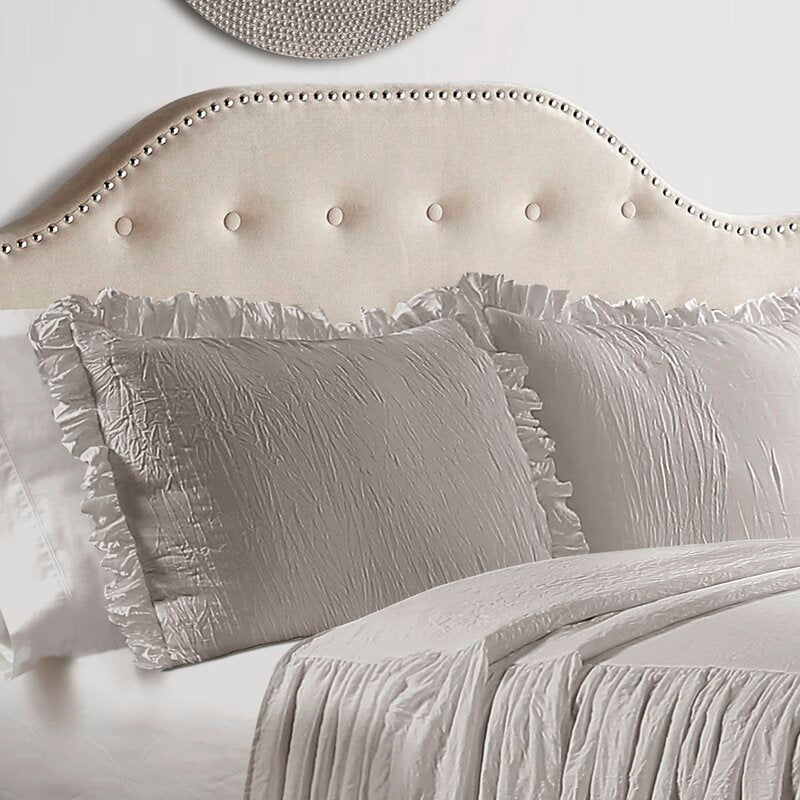 Arrington Skirt Bedspread Set Gray Bedding Set HomeyOak