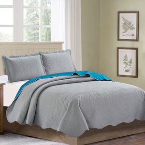 Solid - Three Piece Reversible Quilt Set