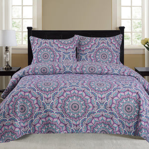 Purple Cynthia - Three Piece Quilt Set