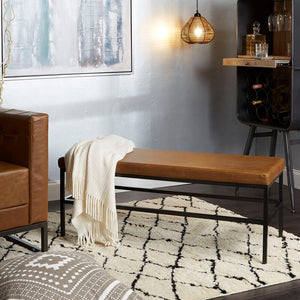 Cognac Seman Faux Leather Bench