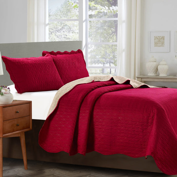 Cherry Crush - Three Piece Reversible Quilt Set